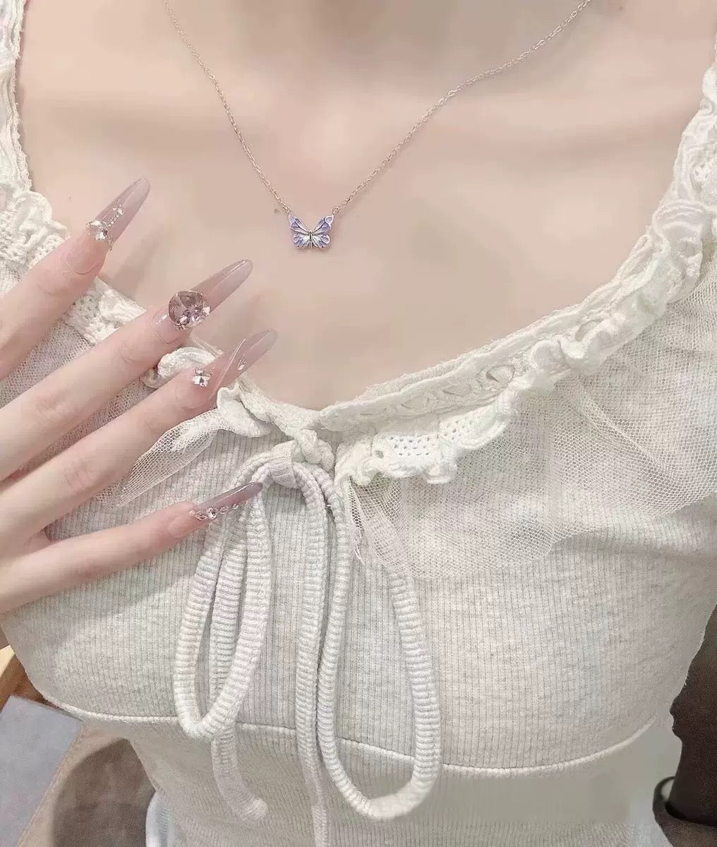 Luminous Dream Purple Butterfly Necklace