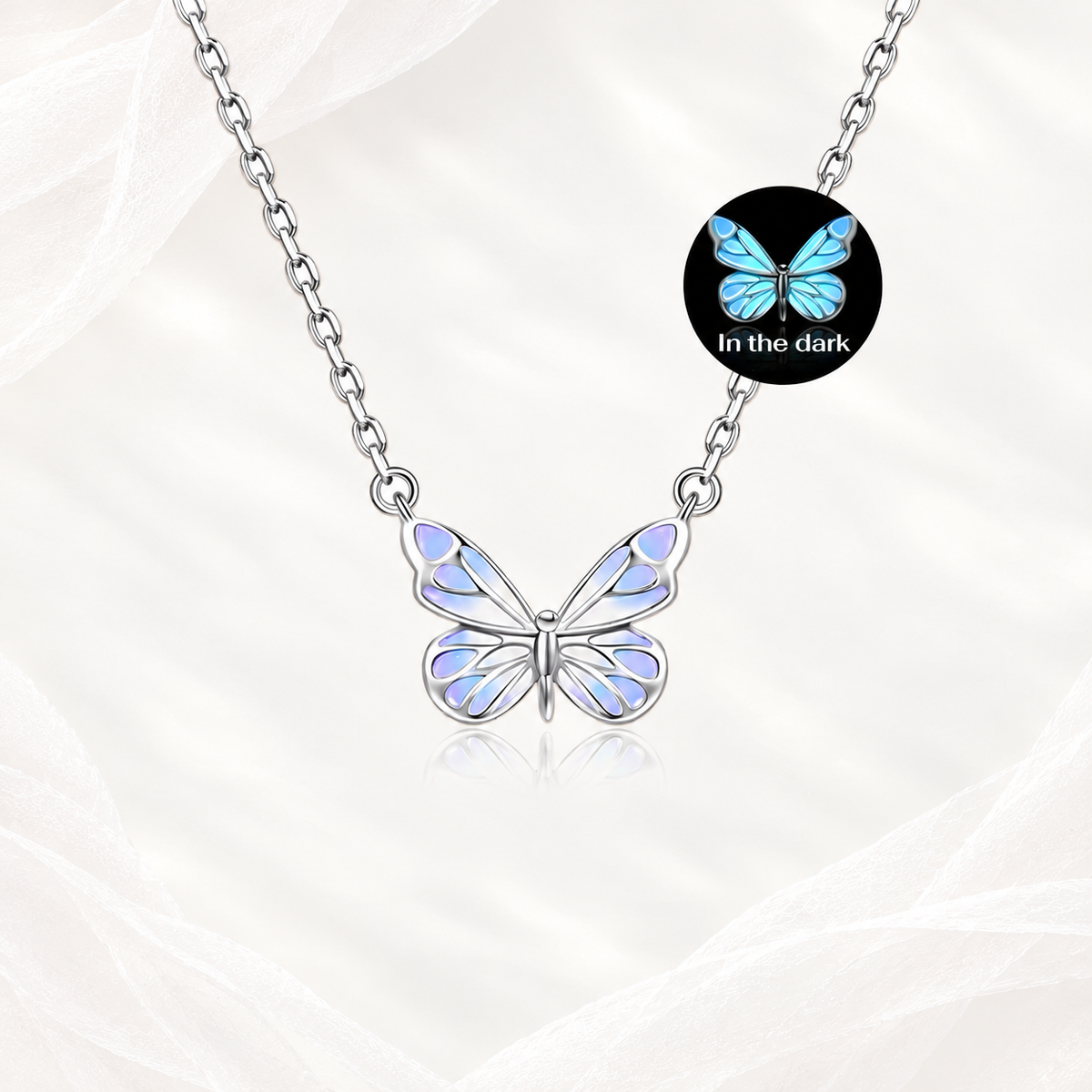 Luminous Dream Purple Butterfly Necklace