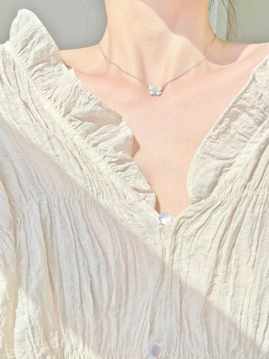 Luminous Dream Blue Butterfly Necklace